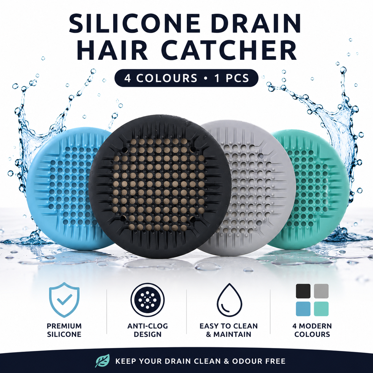 Silicone Drain Hair Catcher Shower Sink Strainer Filter
