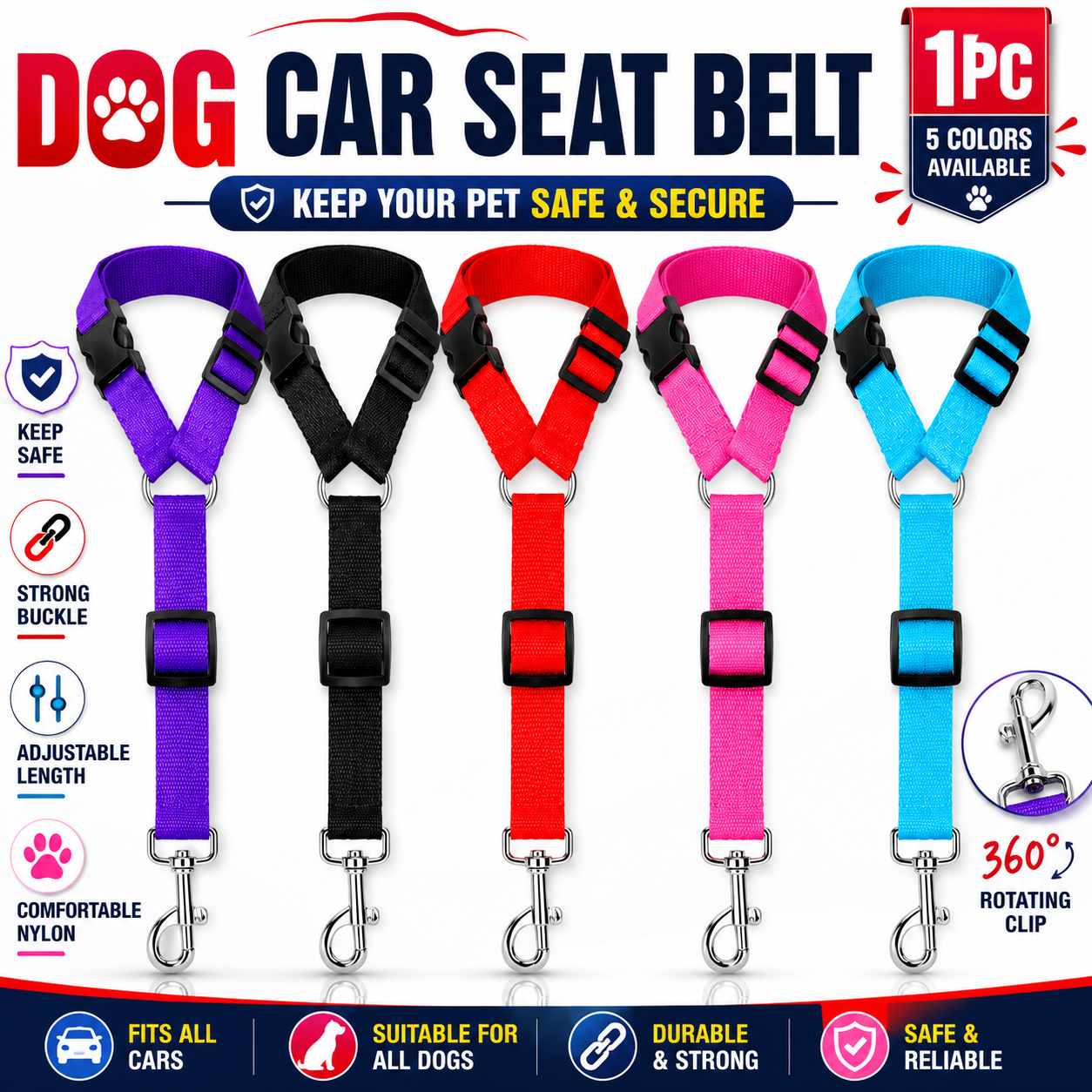 Dog Car Seat Belt Adjustable