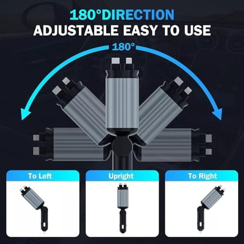 4 in 1 Retractable USB C Car Charger with Starry Sky Light, Fast Charging Adapter & Dual Charge Ports|B0DZ2N8ZXV