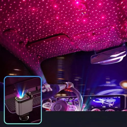 4 in 1 Retractable USB C Car Charger with Starry Sky Light, Fast Charging Adapter & Dual Charge Ports|B0DZ2N8ZXV