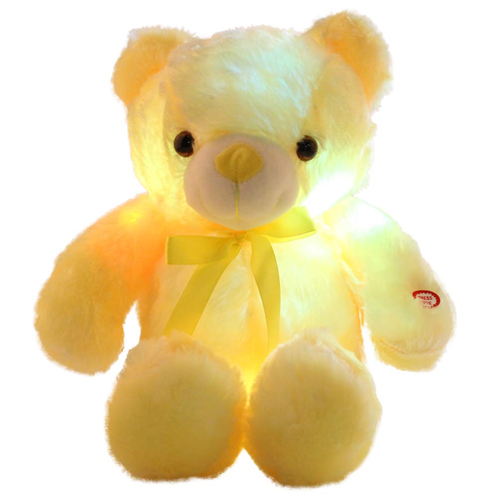 Light Up Teddy Bear Stuffed Animal 18" LED Glow Plush Toy with Night Light