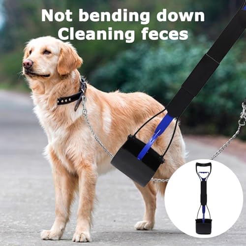 Portable Dog Poop Scoop Set with Waste Bag Dispenser and Waste Bag, 45 cm Foldable Long Handle Dog Waste Gripper, Pooper Scooter for Large, Small Dogs (Blue)|B0D8L7WMJP