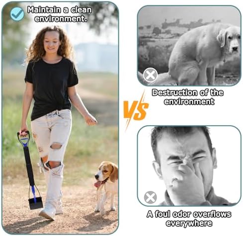 Portable Dog Poop Scoop Set with Waste Bag Dispenser and Waste Bag, 45 cm Foldable Long Handle Dog Waste Gripper, Pooper Scooter for Large, Small Dogs (Blue)|B0D8L7WMJP