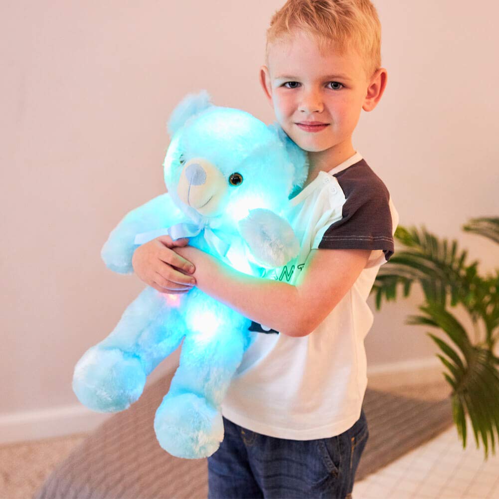 Light Up Teddy Bear Stuffed Animal 18" LED Glow Plush Toy with Night Light