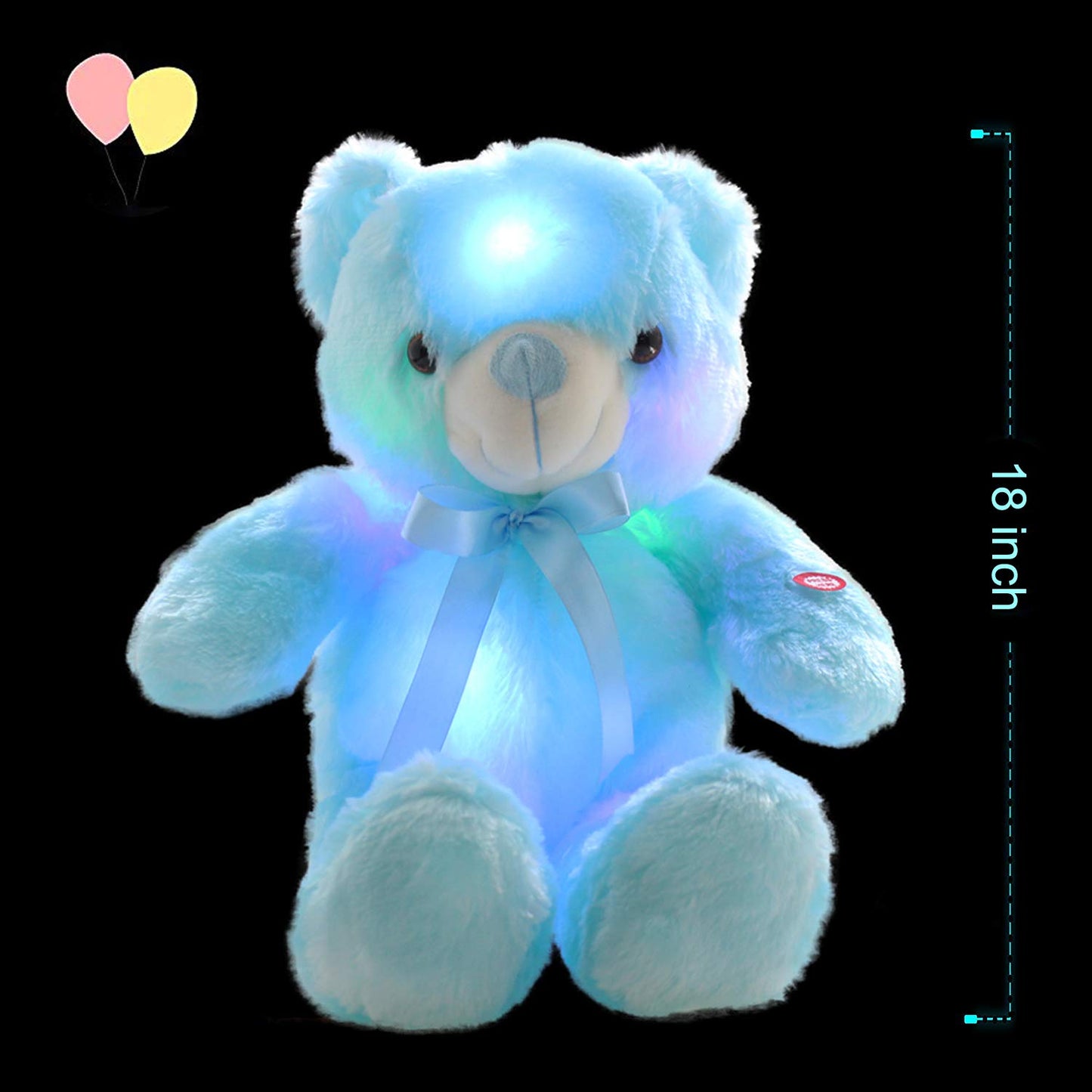 Light Up Teddy Bear Stuffed Animal 18" LED Glow Plush Toy with Night Light