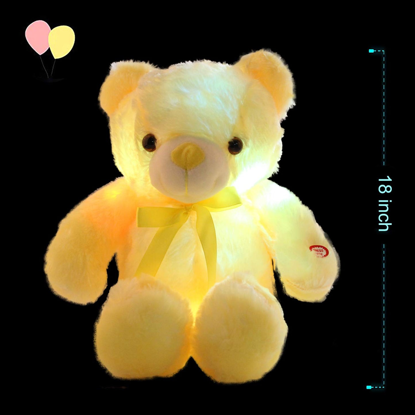 Light Up Teddy Bear Stuffed Animal 18" LED Glow Plush Toy with Night Light