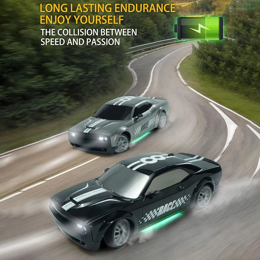 1:20 RC Drift Car, 2.4GHz High Speed 20KM/H Racing Car Vehicle, 4WD Drifting Tires Racing Sport Toy Cars with LED Lights, Electric Toy Car Vehicle Gifts for Teens Teens