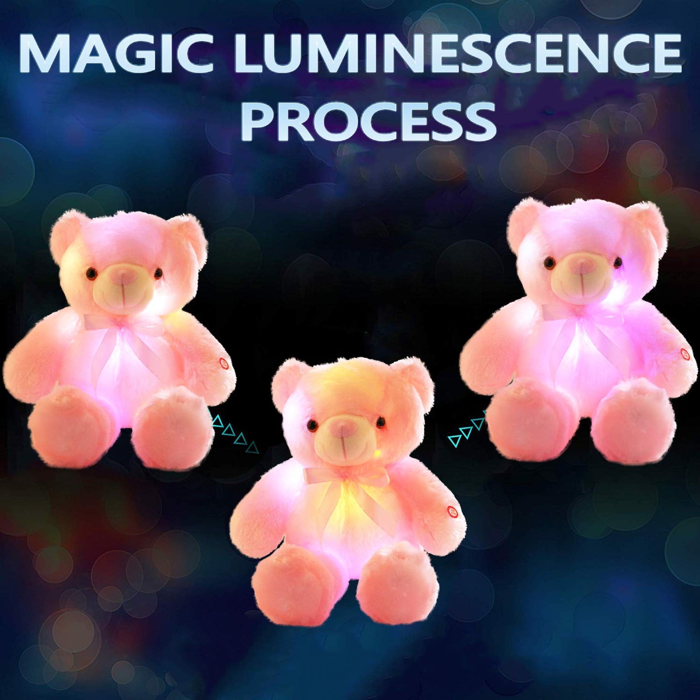 Light Up Teddy Bear Stuffed Animal 18" LED Glow Plush Toy with Night Light