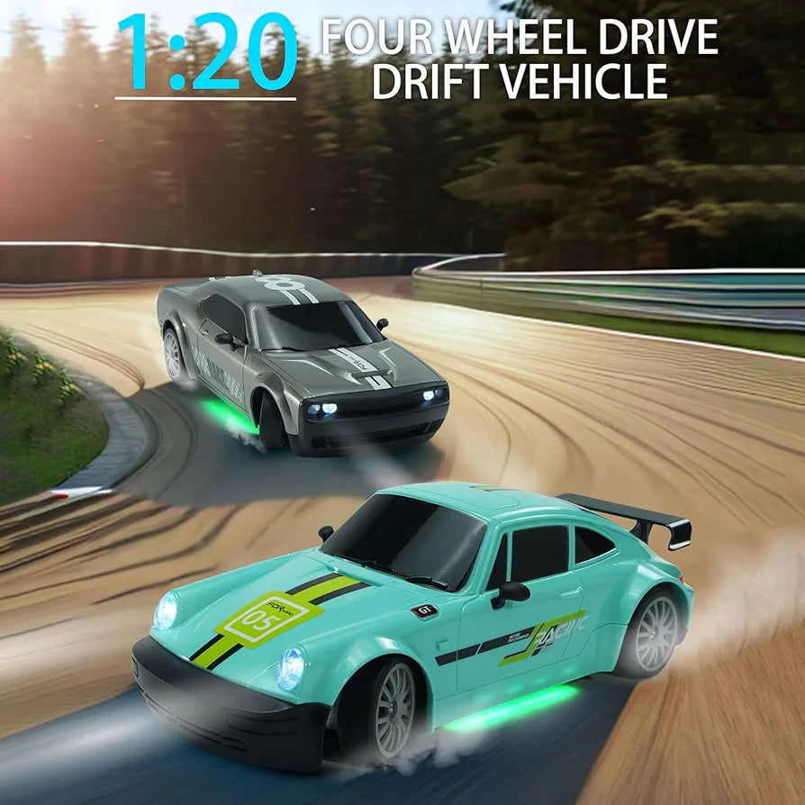 1:20 RC Drift Car, 2.4GHz High Speed 20KM/H Racing Car Vehicle, 4WD Drifting Tires Racing Sport Toy Cars with LED Lights, Electric Toy Car Vehicle Gifts for Teens Teens