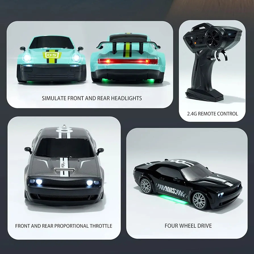 1:20 RC Drift Car, 2.4GHz High Speed 20KM/H Racing Car Vehicle, 4WD Drifting Tires Racing Sport Toy Cars with LED Lights, Electric Toy Car Vehicle Gifts for Teens Teens