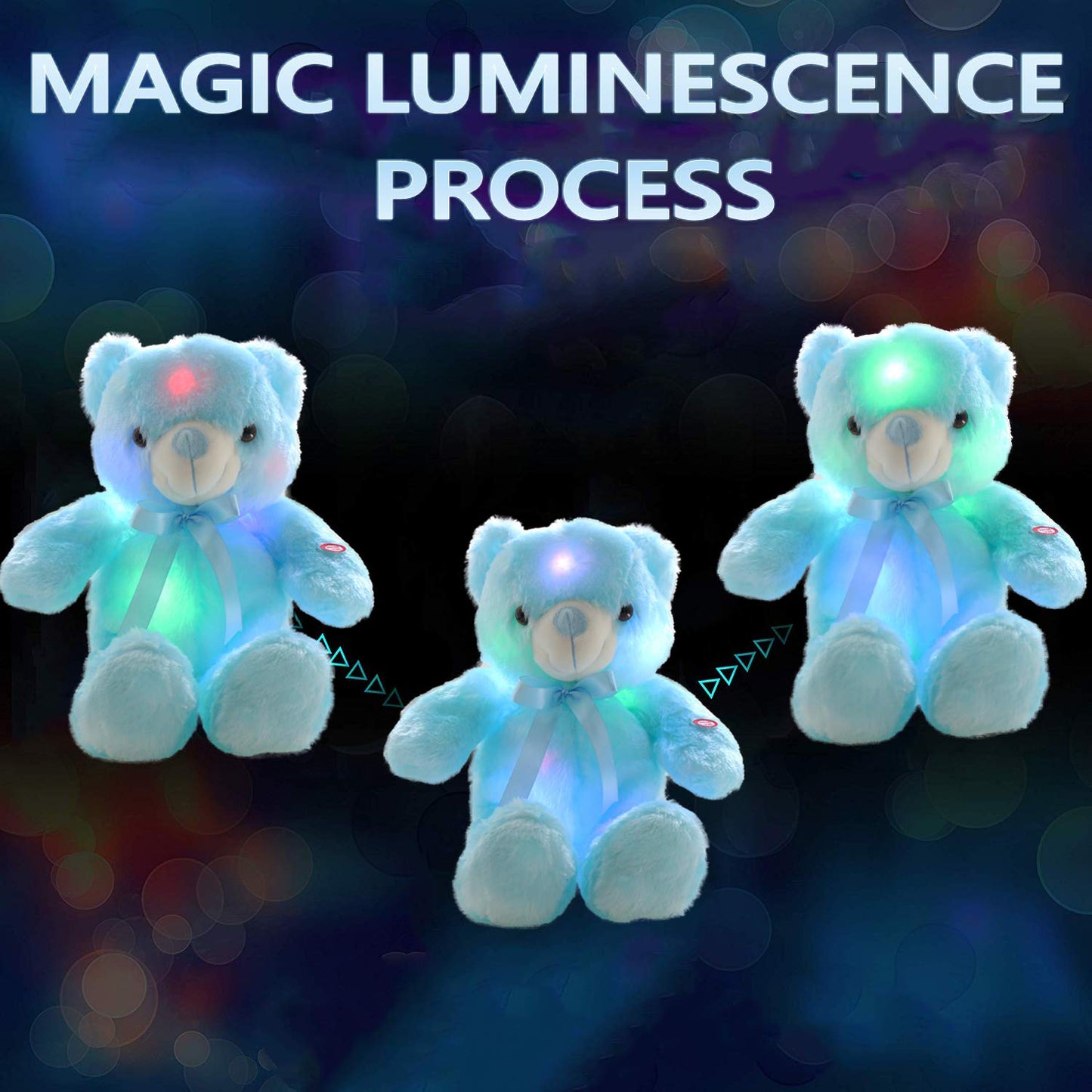 Light Up Teddy Bear Stuffed Animal 18" LED Glow Plush Toy with Night Light