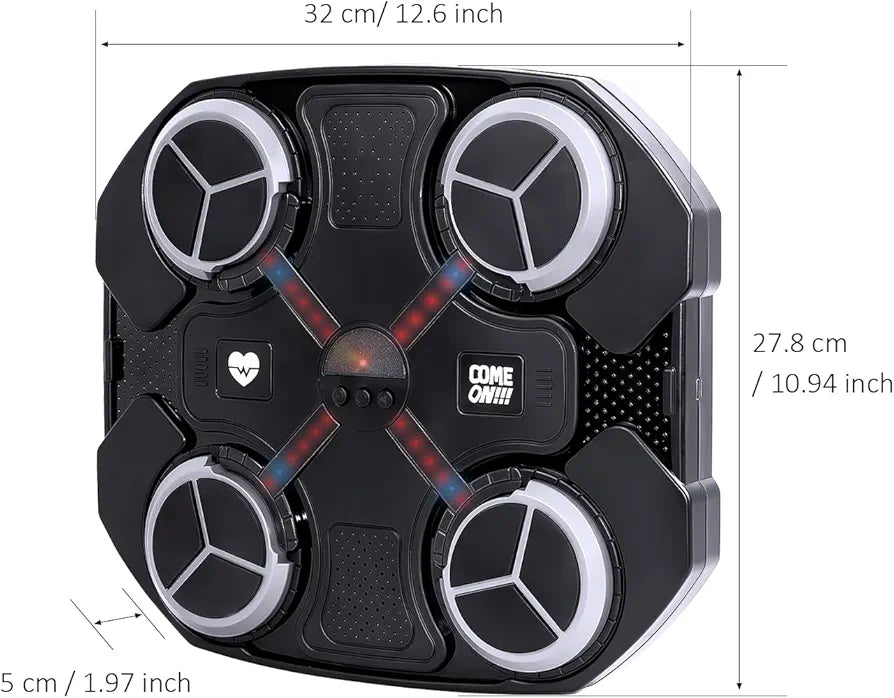 Smart Music Boxing Machine - Bluetooth Wall Mounted Punching Equipment, 3 Speed Levels, Sync LED Lights, USB Charging, Kid-Safe ABS with Boxing Gloves Gift