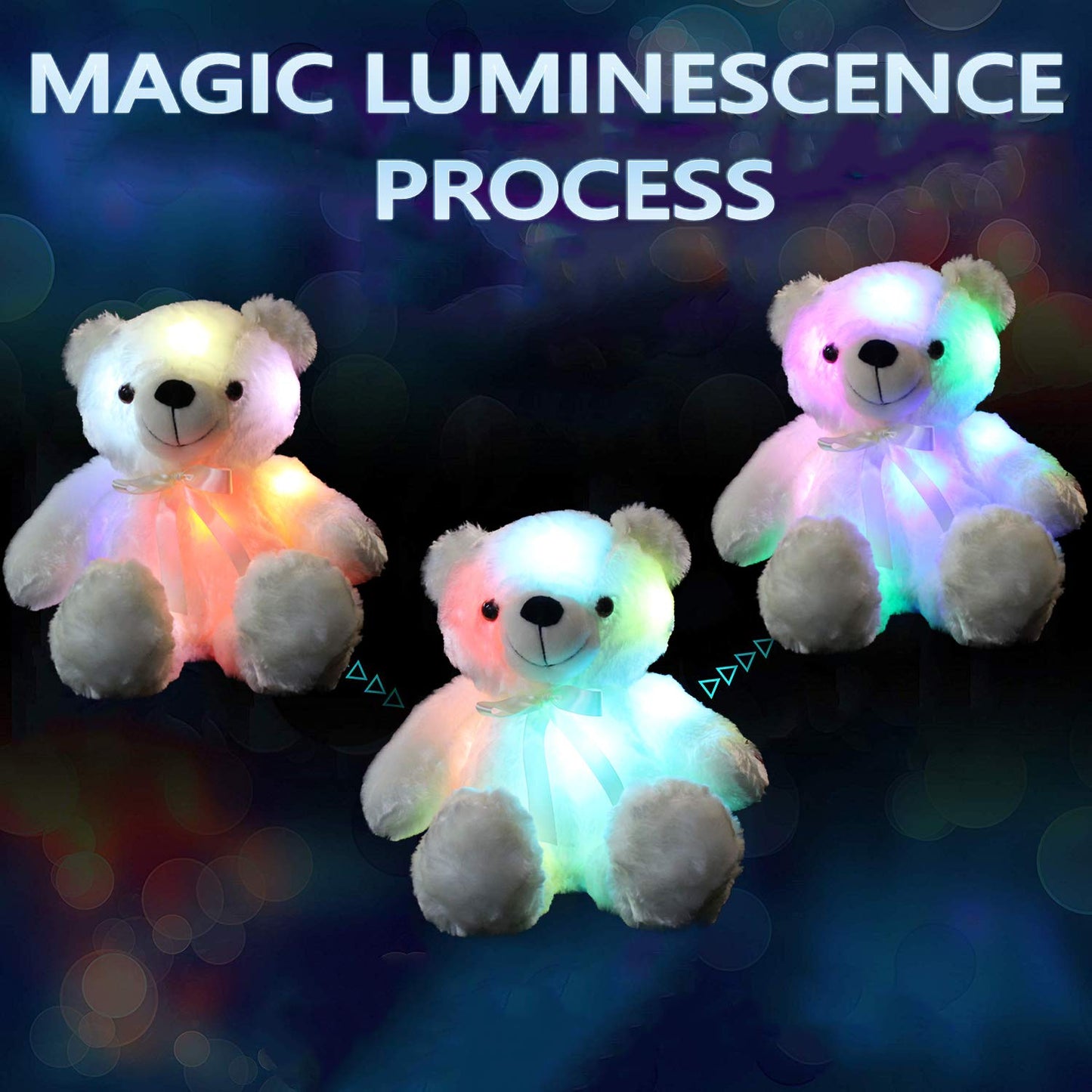Light Up Teddy Bear Stuffed Animal 18" LED Glow Plush Toy with Night Light