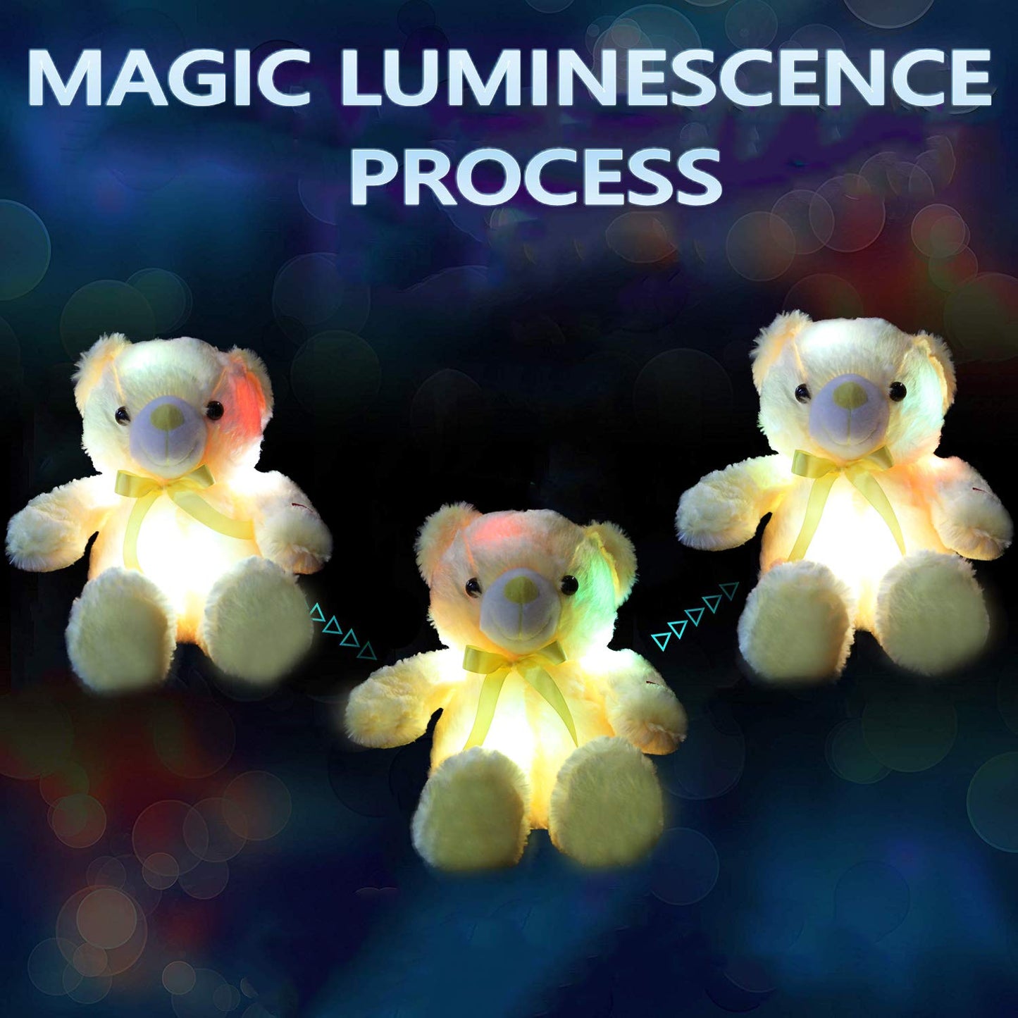 Light Up Teddy Bear Stuffed Animal 18" LED Glow Plush Toy with Night Light
