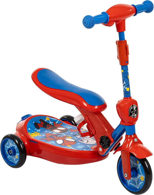 Huffy Spiderman Age 3+ and His Amazing Friends Electric Bubble Scooter for Kids 3+, Removable Seat, 2mph Safe Speed, Indoor Use, red