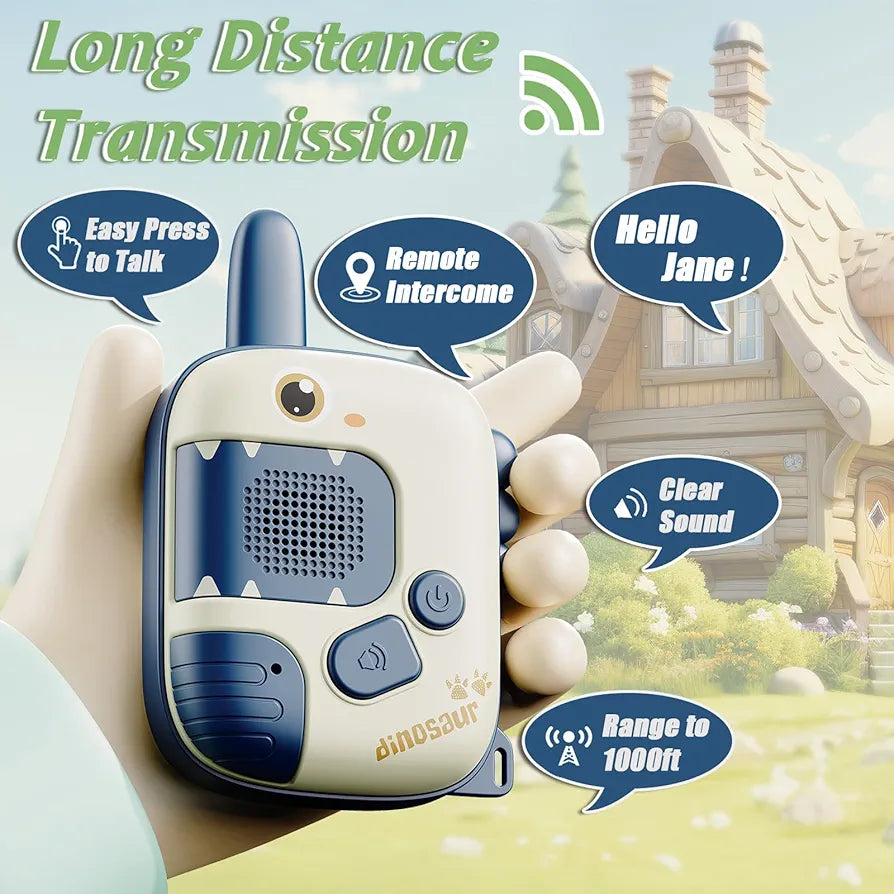 DQMOON Walkie Talkie Kids, Toys for 3-9 Year Old Boys Gifts Dinosaur Toys for Boys Age 4 5 6 Walkie Talkie for Kids Toys Age 3 4 5 Birthday Xmas Gifts Outdoor Sensory Toys Camping Accessories Dinosaur