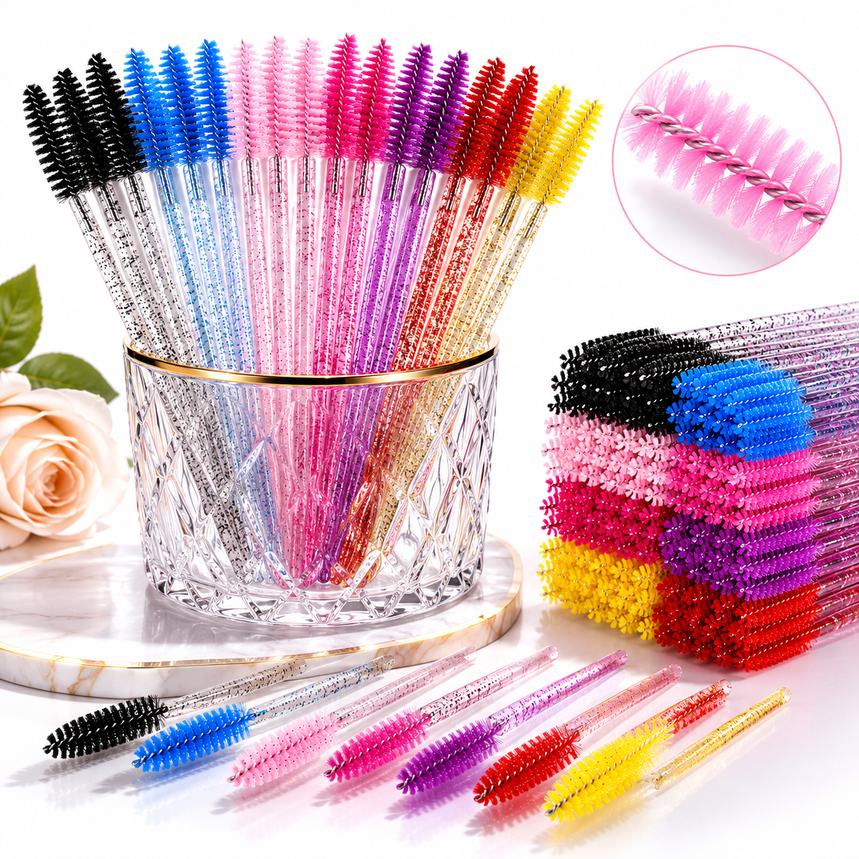 Disposable Mascara Wands Spoolie Brushes Eyelash Eyebrow