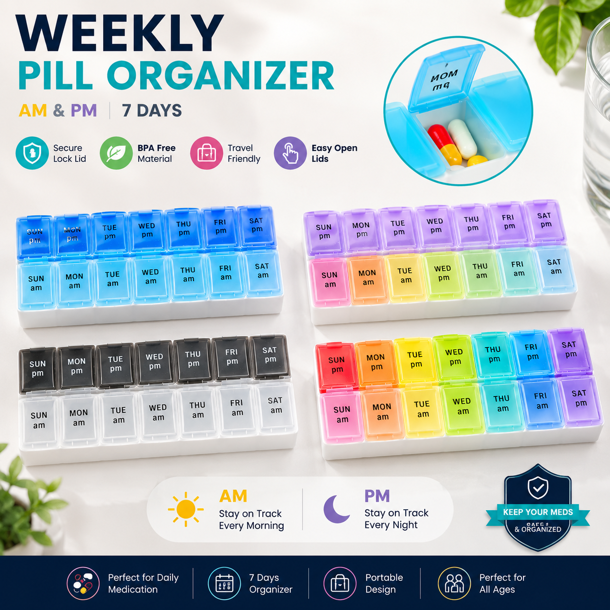 7 Day Tablet Medicine Box Storage Case