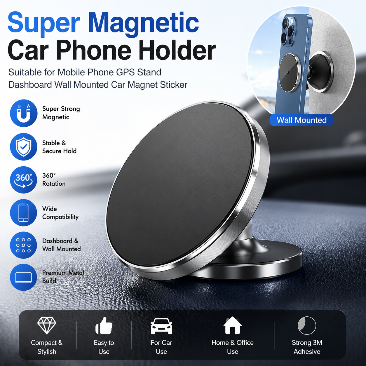 360° Magnetic Car Phone Holder