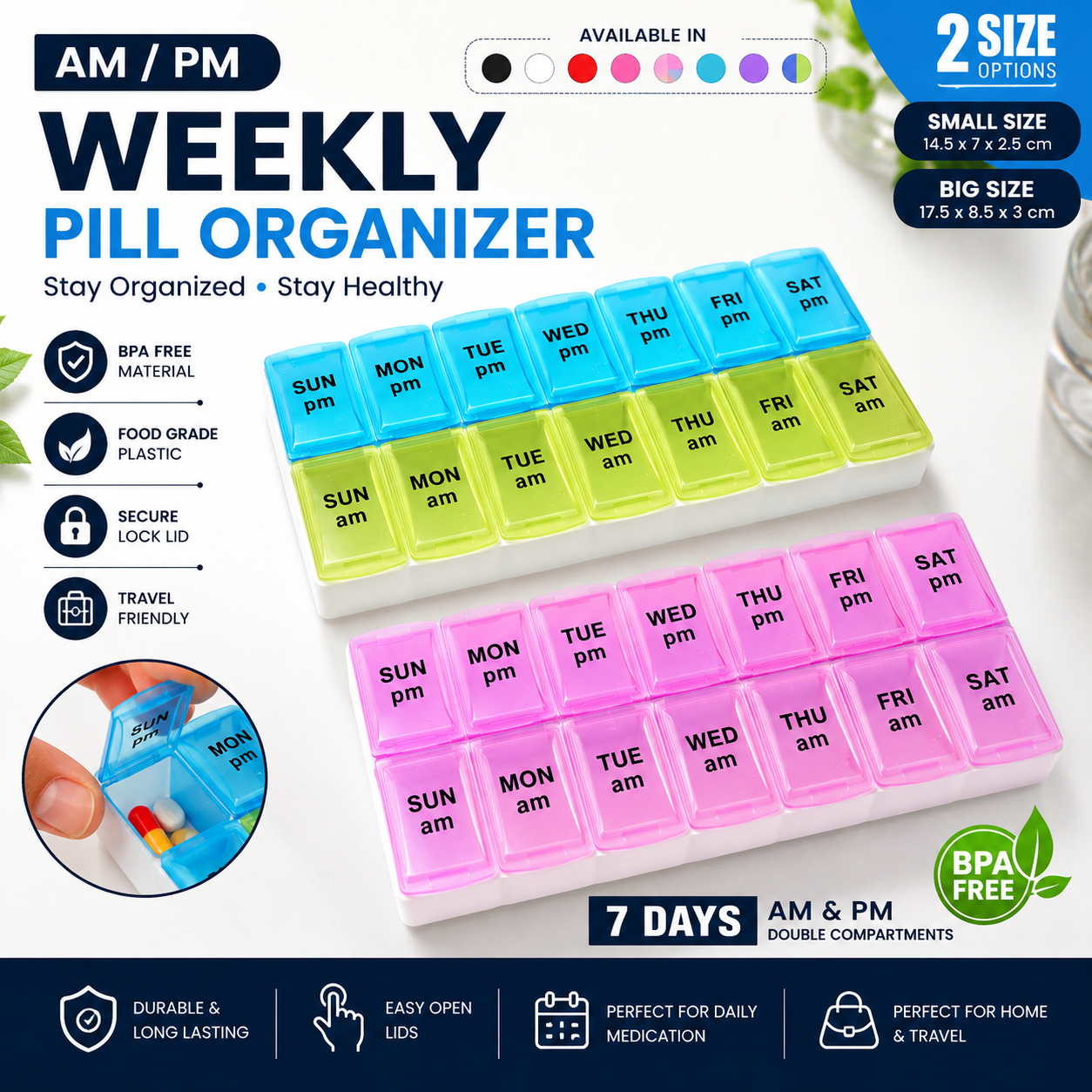 7 Day Tablet Medicine Box Storage Case