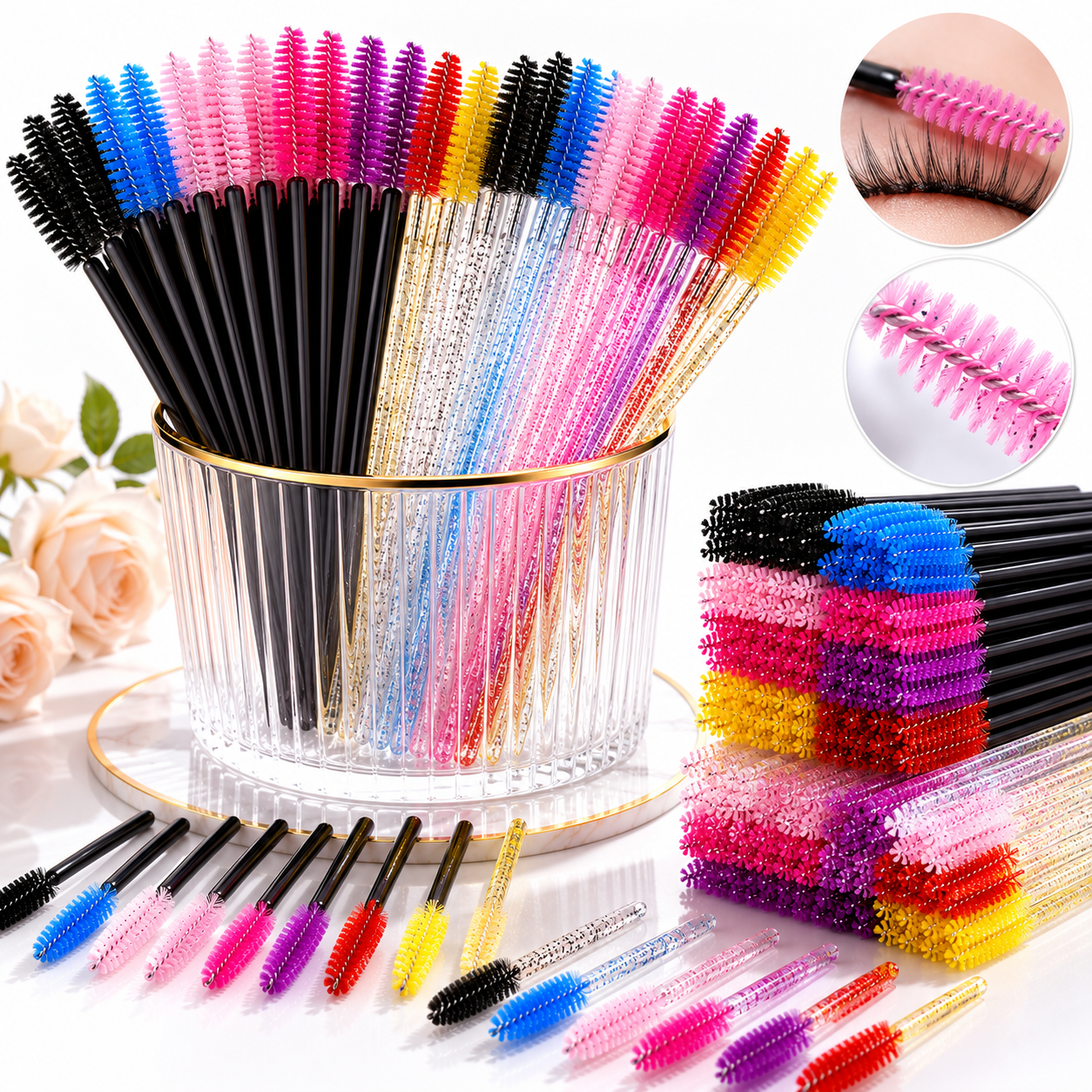 Disposable Mascara Wands Spoolie Brushes Eyelash Eyebrow