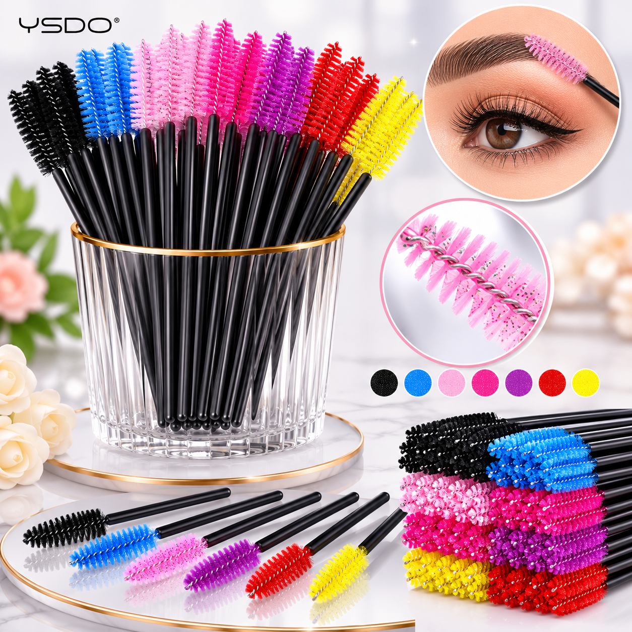 Disposable Mascara Wands Spoolie Brushes Eyelash Eyebrow